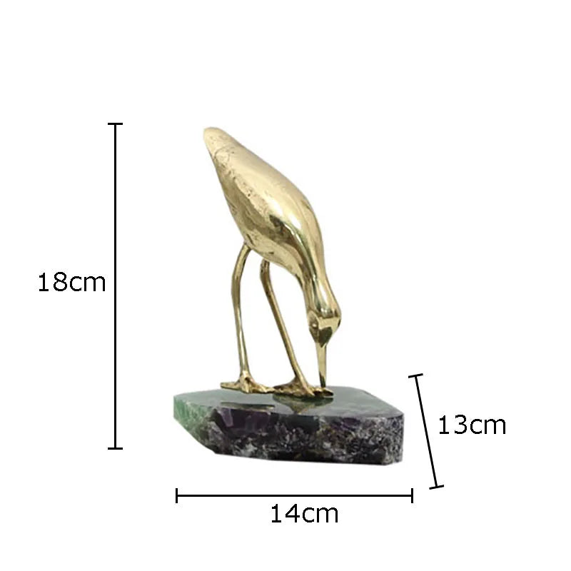 Decorbites™ Goldene Messingvogel auf Marmorsockel Schreibtischornament Statuen-Kunstwerk Dekoration