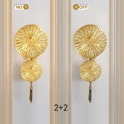 Gold Copper Floral 6-Head Dining Wall Sconce