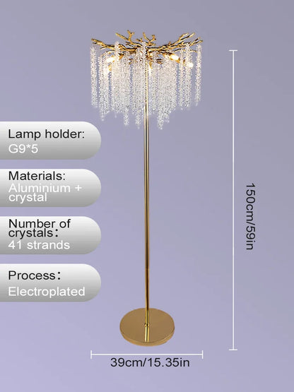 DecorBites™ Crystal Gold LED Floor Lamp: Nordic Luxury for Living Room & Bedroom