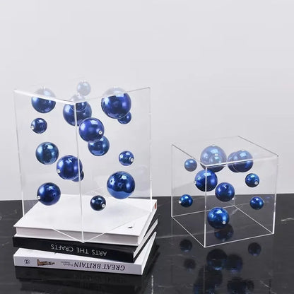 Decorbites™ Abstrakte Metallkugel-Kunstwerke in transparenten Acrylbehälterboxen