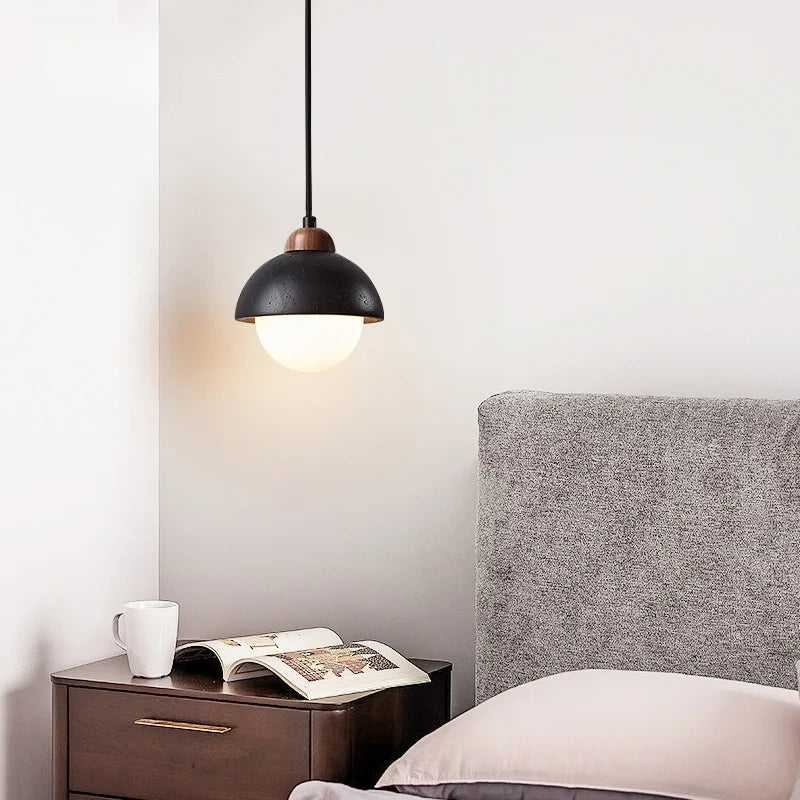 Decorbites™ Glasball-LED-Pendantleuchten Schwarz Travertin Wabi Sabi Hängelampe