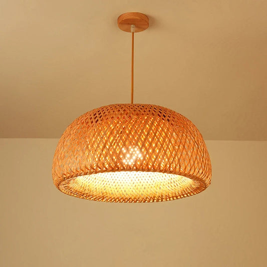 Hand-Knitted Japanese Style Bamboo Weave Pendant Light