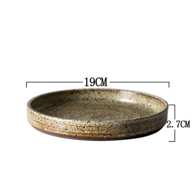 Decorbites™ Japanischer Stil Handgefertigtes Steinzeug-Essgeschirr-Set – Runde Teller und Schalen