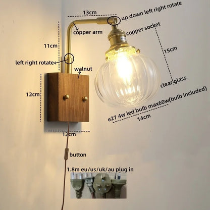 Decorbites™ Klares Glas LED Wandapplikation Walnuss Kupfer Moderne Treppenbeleuchtung