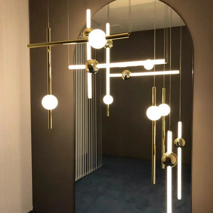 DecorBites™ Geometric Line Frame Chandelier Pendant Lights for Stairs and Table Decor