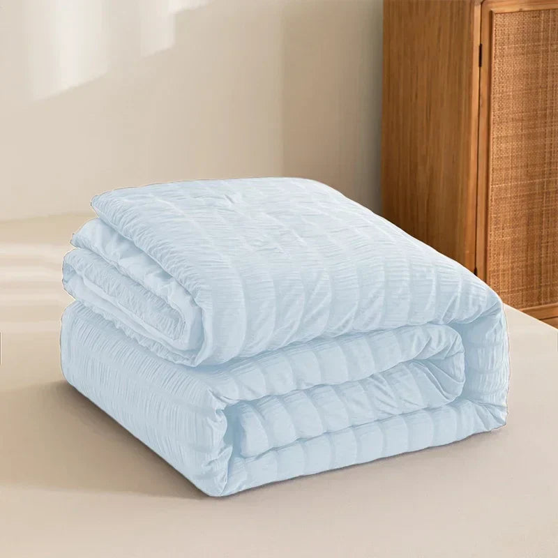 Decorbites™ King-Size Seersucker-Steppdecke: Weich, atmungsaktiv, Ganzjahres-Daunenbettdecke
