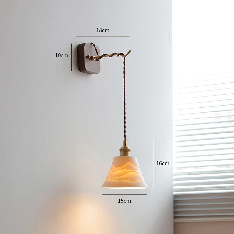Decorbites™ LED Wandarmatur Modern Japanischer Stil Keramik-Lampenschirm Holzbasisleuchte