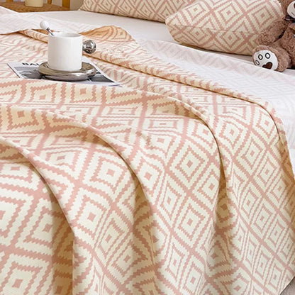 DecorBites™ Diamond Pattern Bed Sheet Set: High Quality Polyester, Breathable Cool Mat for Summer