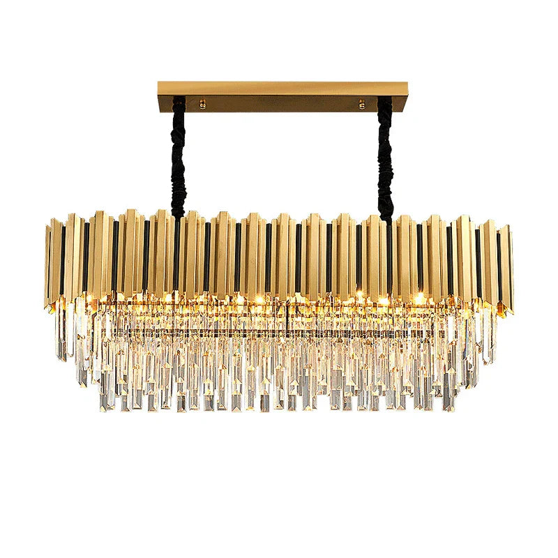 Gold Crystal Chandelier Stainless Steel Oval100cm