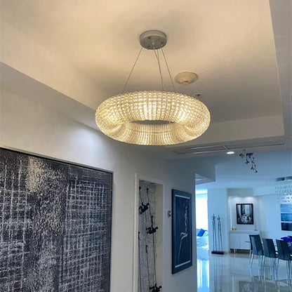 DecorBites™ Crystal Circle Chandelier Pendant Lamp for Modern Luxury Living Room Decor