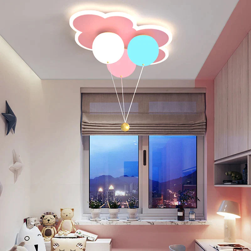 Decorbites™ Kinder-Deckenleuchter - Bunte Acryl-Ballonlampen in Weiß und Pink mit Fernbedienung