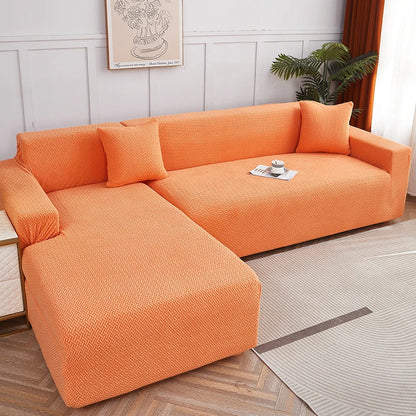 Decorbites™ Jacquard-Sofabezug | Dehnbares Fleece-Schutzbezug für dicke Couch | Einfarbiger Bezug