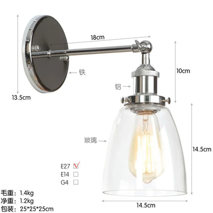 Decorbites™ LED-Wandleuchte mit Zugschalter Industrie-Stil Vintage-Schlafzimmerlampe