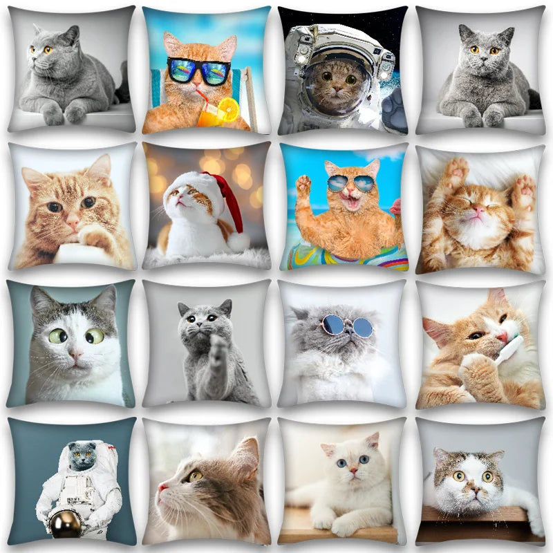 Decorbites™ Niedliches Katzen-Anime-Kissenbezug – 45x45 cm Cartoon-Hussenbezug für Zuhause und Büro