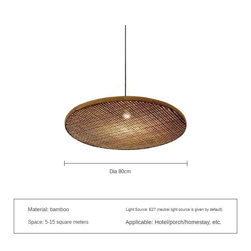 Japanisches Retro-Bambus-Handgefertigtes Restaurant-Pendant-Licht im Wabi-Sabi-Stil für Hotel-Bankettsäle, Unterkünfte und Teeräume