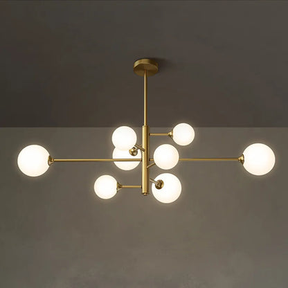 Decorbites™ Elegante Schwarz-Gold-Glas-Kugel-LED-Deckenleuchter für Zuhause | Moderne Pendelleuchte für Wohn-, Ess- und Schlafzimmer