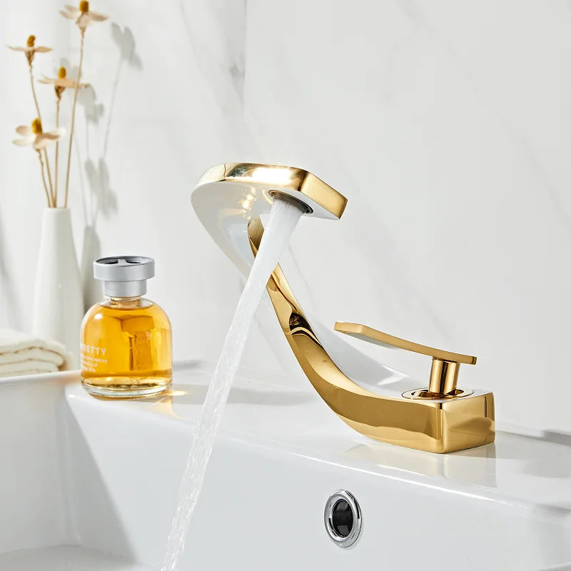 Gold White Basin Faucet
