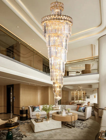Decorbites™ Gold Edelstahl Kristall-Kronleuchter Anhängerleuchte für große Wohnräume, Treppenhaus Glam