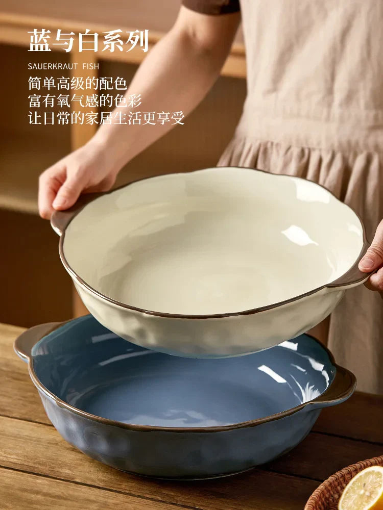 Decorbites™ Große Keramik-Fischschüssel für Nudeln und Suppe