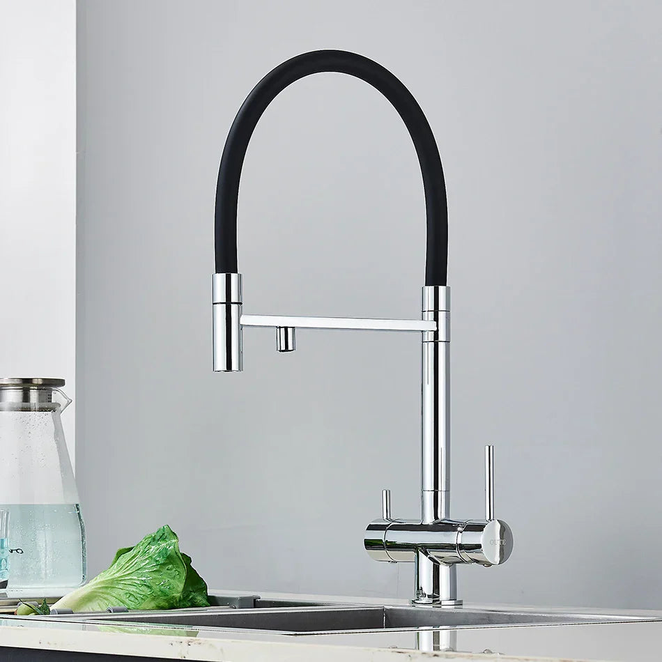 Decorbites™ Küchen-Wasserfilterarmatur mit doppeltem Auslauf, drehbarer Wasserreinigungs-Mischhahn