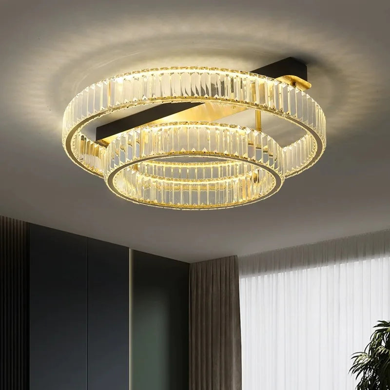 Gold Crystal Copper Ceiling Lamp
