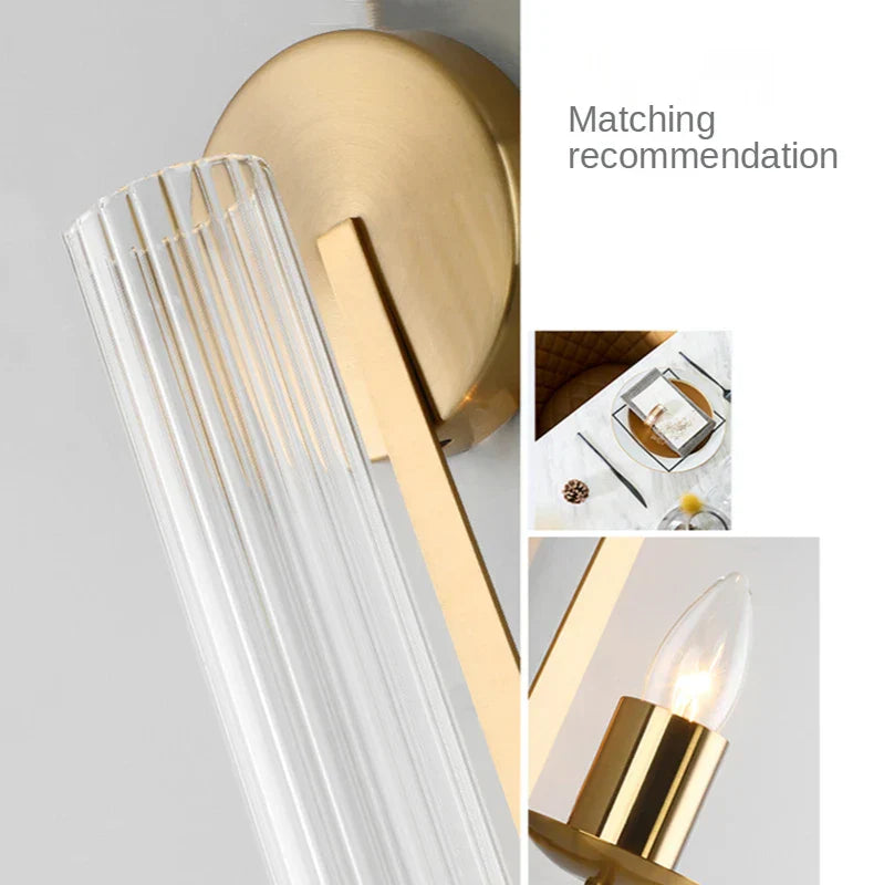 Gold Glass Wall Sconce Nordic Style Living Areas