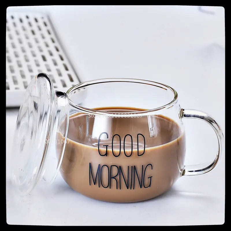 Decorbites™ Süße Brief-Glasbecher, 380ml: Erdbeerentee-Kaffee-Tasse, Frühstücks-Milch-Getränkeutensil