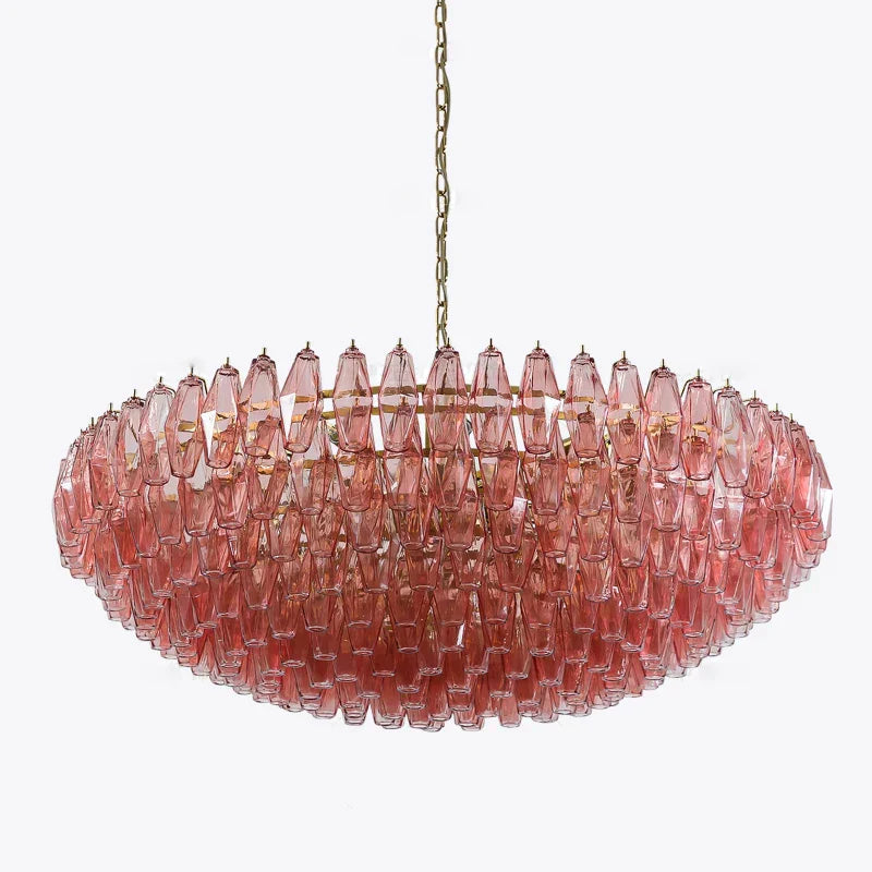 DecorBites™ Gray Glass Chandelier | Luxury Purple Light Fixture