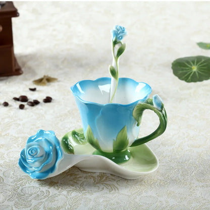 Decorbites™ Emaille-Rosen-Pfingstrosen-Blumen-Kaffeetasse Hochzeits-Geburtstagsgeschenk