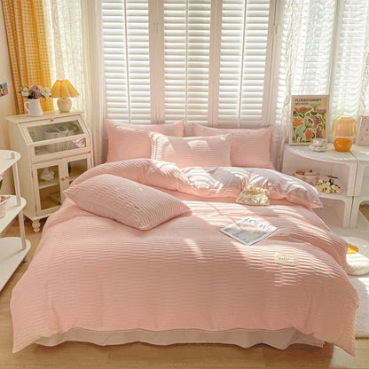 DecorBites™ Bubble Yarn Fabric Double-sided Duvet Cover Set with Sheets for Soft Comfort