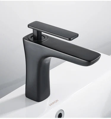Decorbites™ Waschtischarmatur: Schwarz/Weiß Messing-Mischbatterie, Badezimmer-Waschbecken-Wasserhahn, Warm & Kalt.