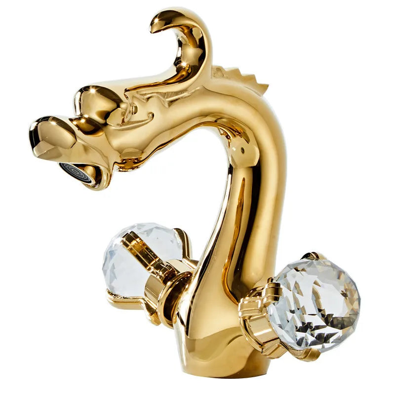 Gold Crystal Basin Faucet With Double Handles