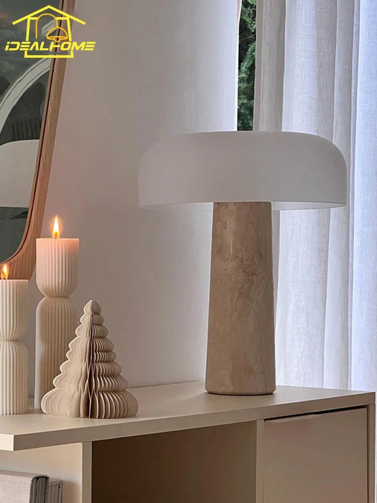 Decorbites™ Sahne-Wind-Pilz-Schreibtischlampe LED Marmor-Kunst-Dekoration Wohn- und Lernraum-Dekoration
