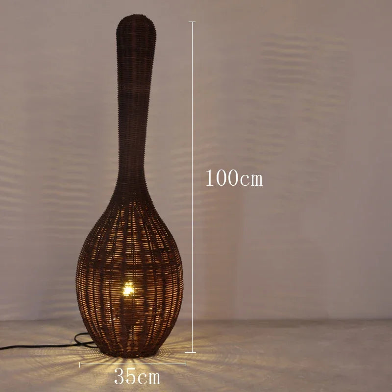 Decorbites™ Bambus-Bodenleuchte: Einzigartige Rattan-Lampe für Wohnzimmer, Schlafzimmer und Teehäuschen-Dekoration