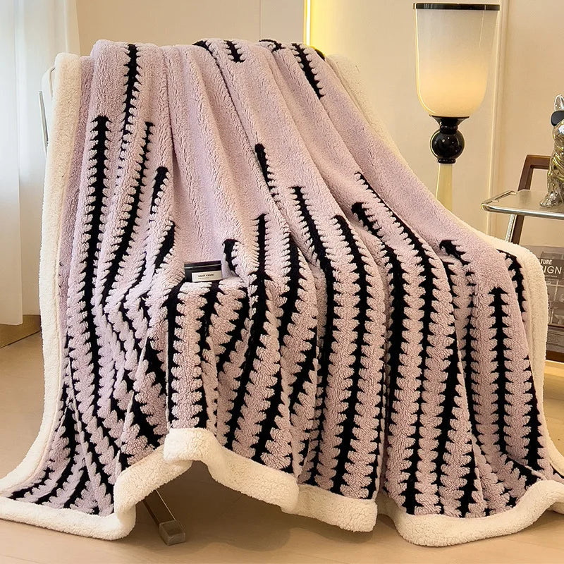 Decorbites™ Jacquard-Decke: Winterverdickte Lammwoll-Nap-Shawl für das Wohnzimmer
