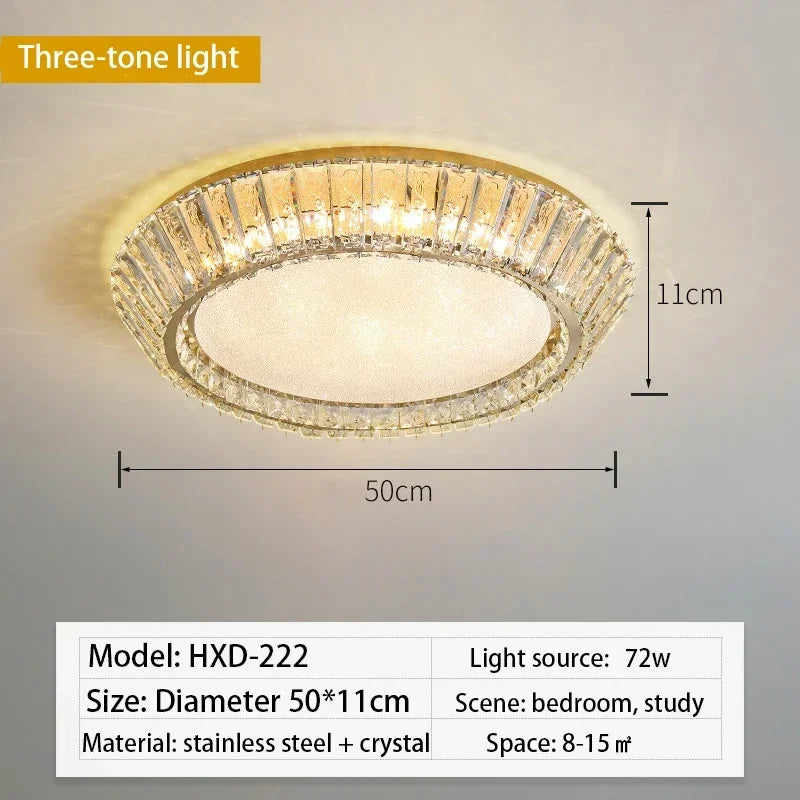 Gold Crystal LED Ceiling Light Dia80cm 192W