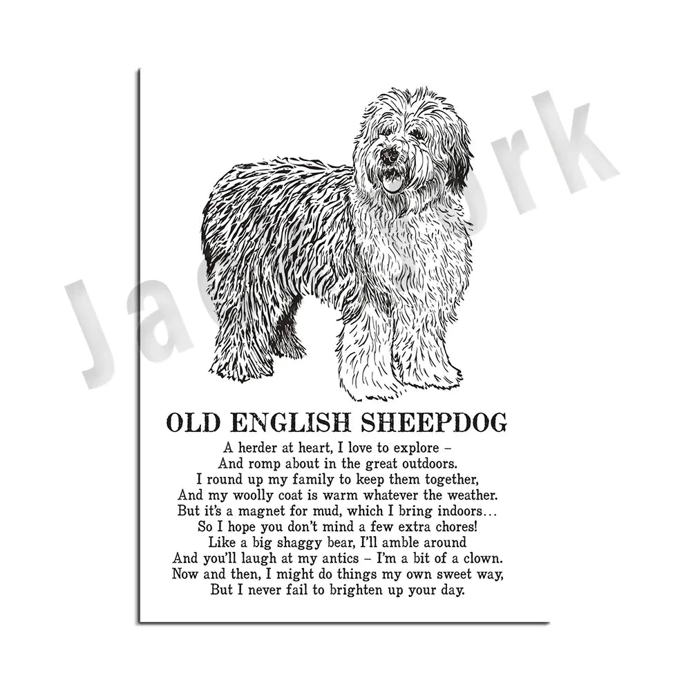Decorbites™ Gemütliche Hunde-Kollektion: Hundepoesie-Poster mit Lhasa, Schäferhund, Terrier, Bulldogge, Tibetischer, Yorkie