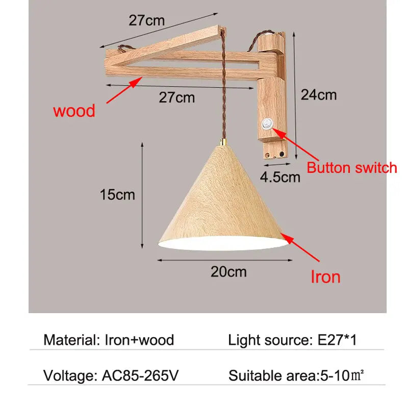 Decorbites™ Japanischer Stil Wind-Wandlampe, ausziehbarer klappbarer Nachttischlampen