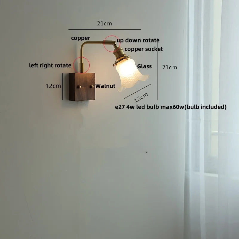 Brass Walnut Wall Sconce