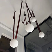 Leather Glass Pendant Light 17-Light Adjustable