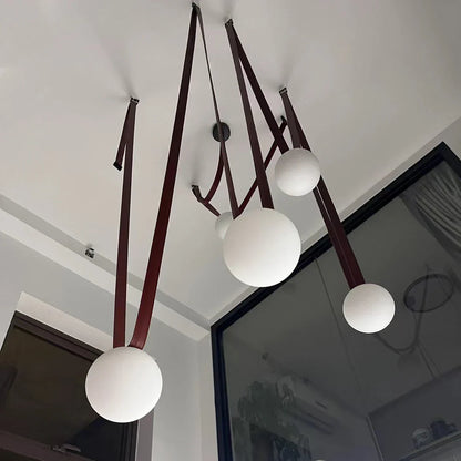 Decorbites™ Lederglasball-Hängeleuchte für das Wohnzimmer, verstellbarer Gürtel DIY-Armatur