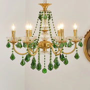 Green Crystal Boho Chandelier