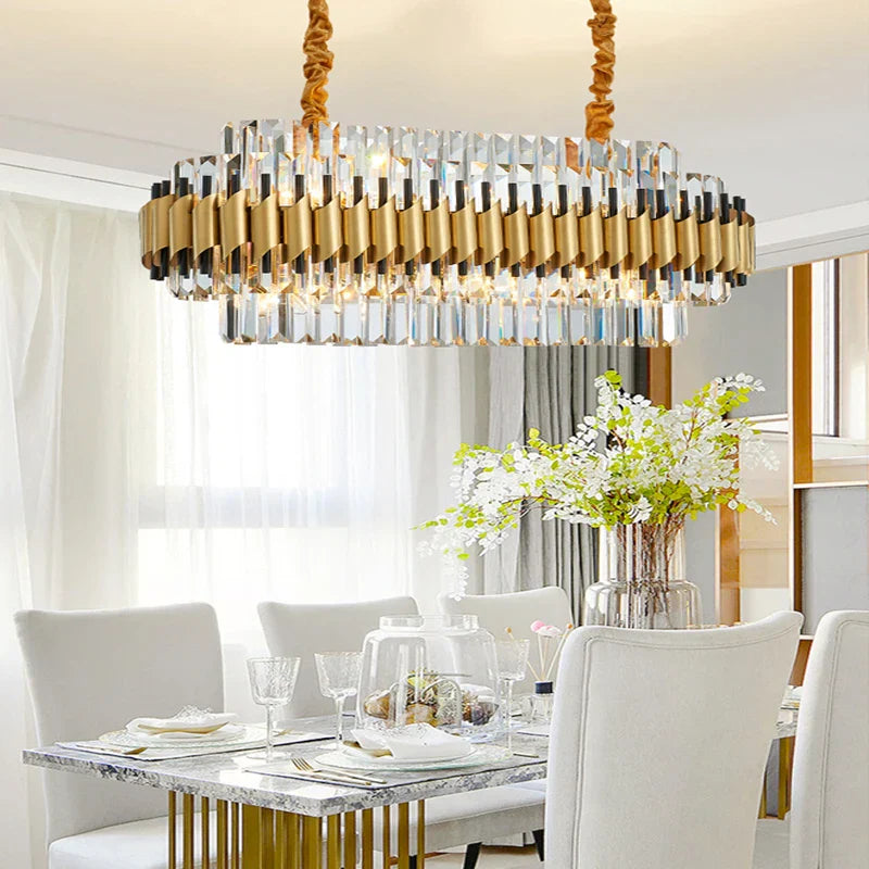 Decorbites™ Gold-Kristall-Kronleuchter LED-Deckenpendellampe - Luxuriöse Wohnzimmer-Dekoration
