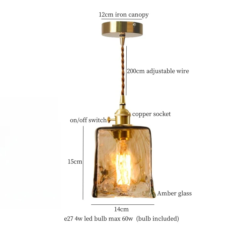 Decorbites™ Glas-LED-Pendantleuchte: Japanisches Vintage-Kupfer-Hängeleuchte für die Heimdekoration