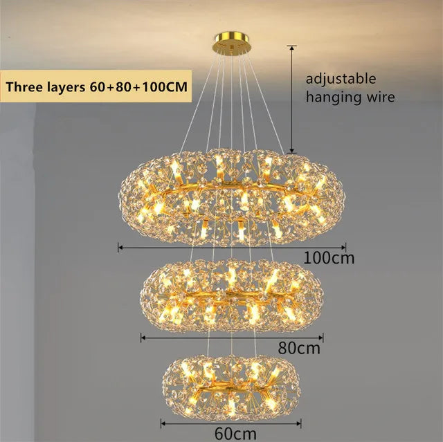 Gold Crystal LED Hanging Lamp