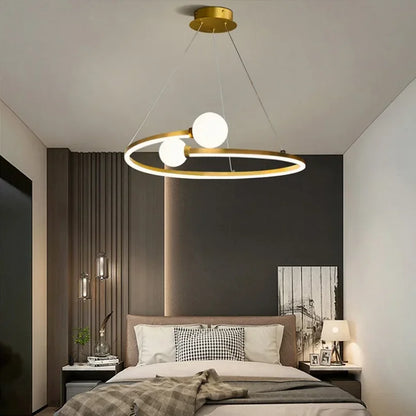 DecorBites™ Gold Nordic Ring LED Ceiling Chandelier for Dining Room & Kitchen Island