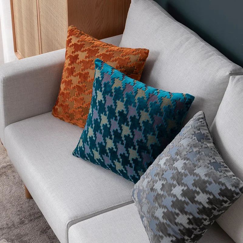Decorbites™ Houndstooth Luxus-Kissenbezug 45x45 cm – Hochwertiger Dekorativer Sofakissenbezug