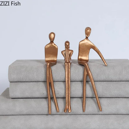 DecorBites™ Gold Plated Figure Sculpture Set | Abstract Desk Decoration | Character Statue