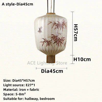Decorbites™ Bambusblatt-Muster-Laterne Hängelampe – Handgemalte japanische Stil-Raumdekoration
