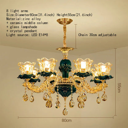 Decorbites™ Dunkelblaues Kristall-Lüster, Vintage-Stil Deckenleuchte für Wohnzimmer, Schlafzimmer, Villa